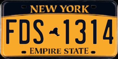 NY license plate FDS1314