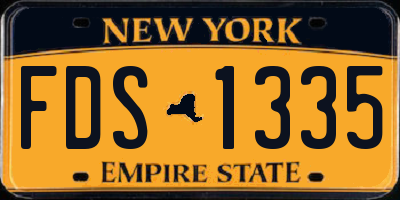 NY license plate FDS1335