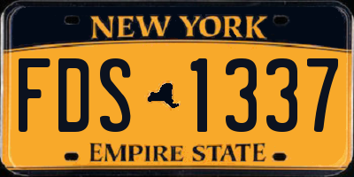 NY license plate FDS1337