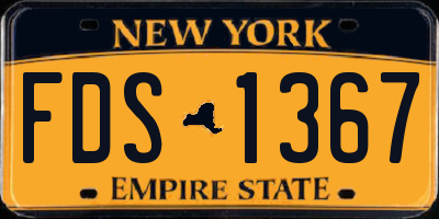 NY license plate FDS1367