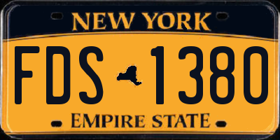 NY license plate FDS1380
