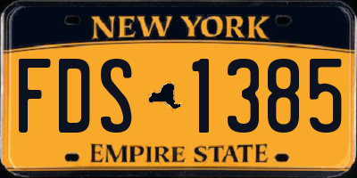NY license plate FDS1385