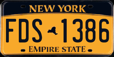 NY license plate FDS1386