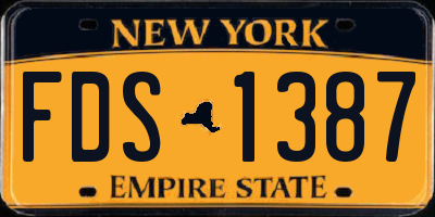 NY license plate FDS1387
