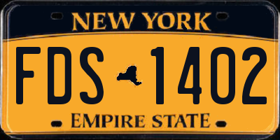 NY license plate FDS1402