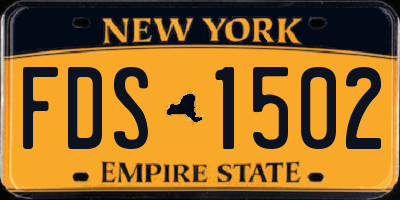 NY license plate FDS1502