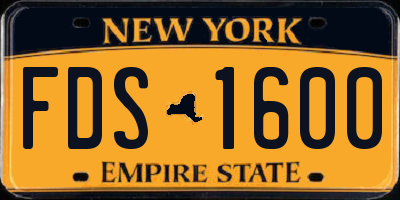 NY license plate FDS1600