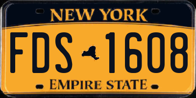 NY license plate FDS1608