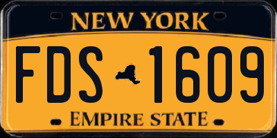 NY license plate FDS1609