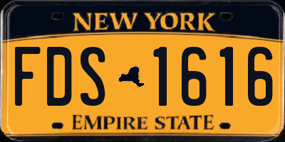 NY license plate FDS1616