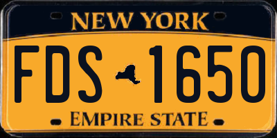 NY license plate FDS1650