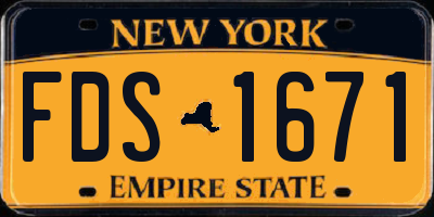 NY license plate FDS1671