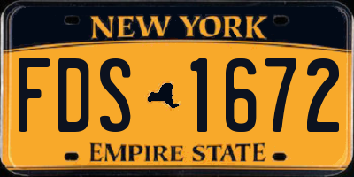 NY license plate FDS1672