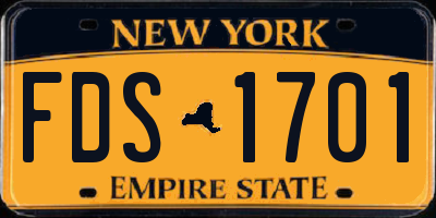 NY license plate FDS1701