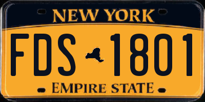 NY license plate FDS1801