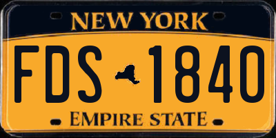 NY license plate FDS1840