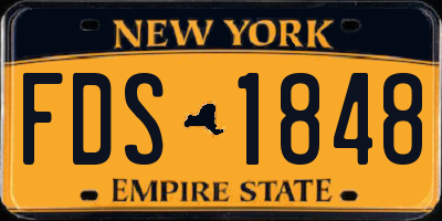 NY license plate FDS1848