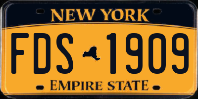 NY license plate FDS1909