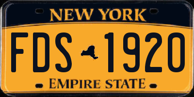 NY license plate FDS1920
