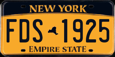 NY license plate FDS1925