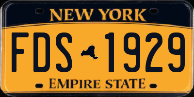 NY license plate FDS1929