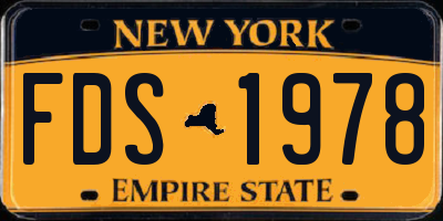 NY license plate FDS1978