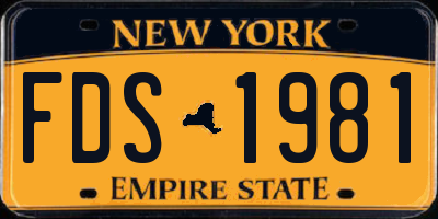 NY license plate FDS1981