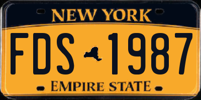 NY license plate FDS1987