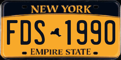 NY license plate FDS1990