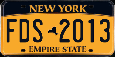 NY license plate FDS2013