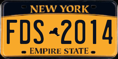 NY license plate FDS2014