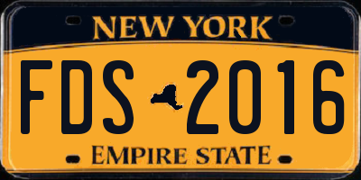 NY license plate FDS2016
