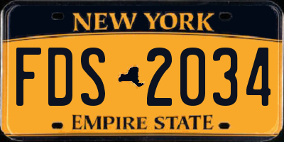 NY license plate FDS2034