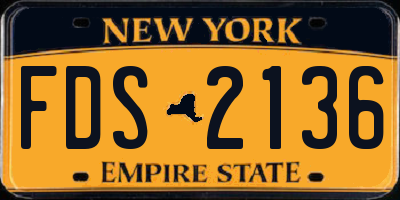 NY license plate FDS2136
