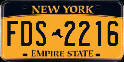 NY license plate FDS2216