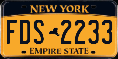 NY license plate FDS2233
