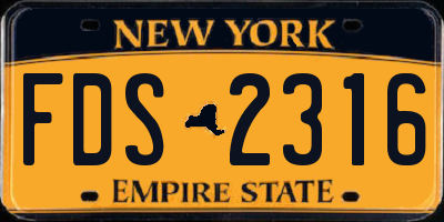 NY license plate FDS2316