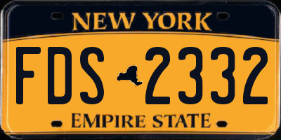 NY license plate FDS2332