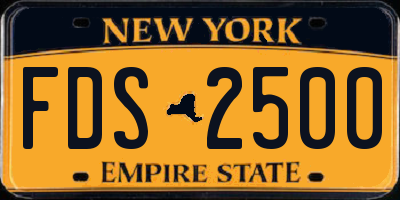 NY license plate FDS2500