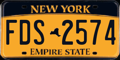 NY license plate FDS2574