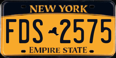 NY license plate FDS2575