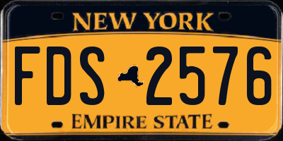NY license plate FDS2576