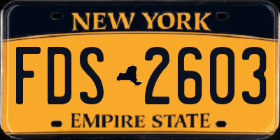 NY license plate FDS2603