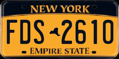 NY license plate FDS2610