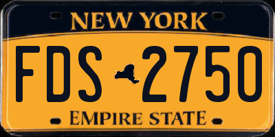 NY license plate FDS2750