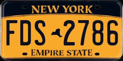 NY license plate FDS2786