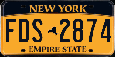 NY license plate FDS2874