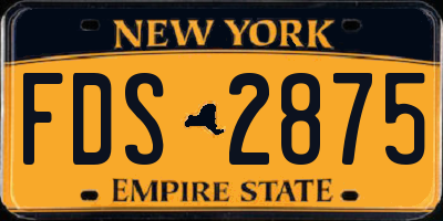 NY license plate FDS2875