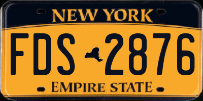 NY license plate FDS2876