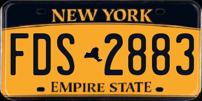 NY license plate FDS2883